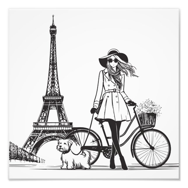 Foto Chica con perro en París cerca de la torre Eiffel (Frente)