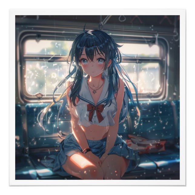 Foto Chica de Anime en Tren (Frente)