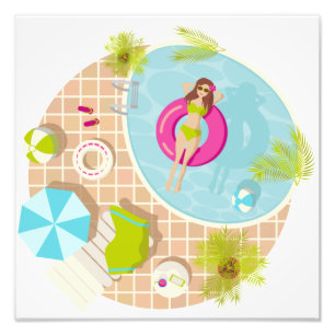 Foto Chica de la piscina en la playa de verano de bikin