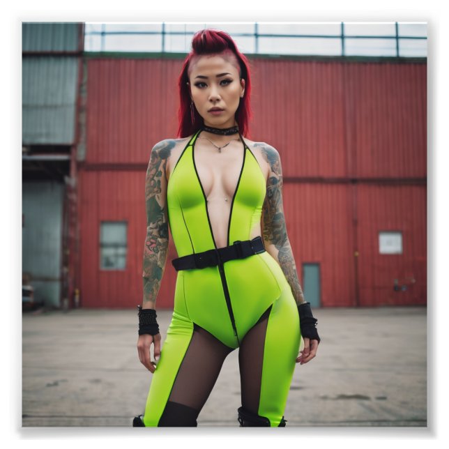 Foto Chica de Punk Fluorescente Industrial Oriental (Frente)