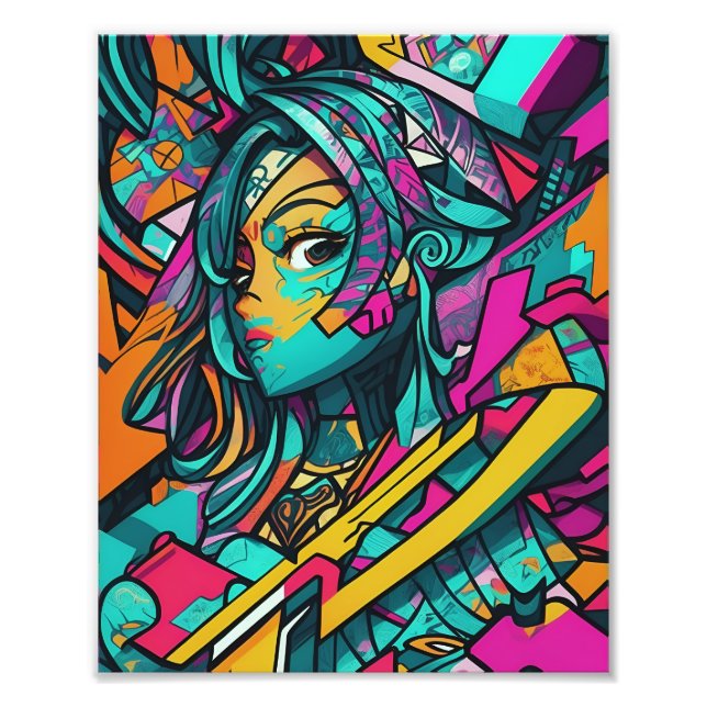 Foto Chica En El Estilo De Pared Urbano - Arte De IA (Frente)