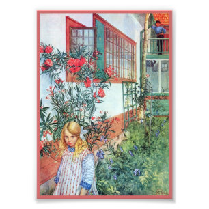 Foto Chica en el jardín con flores rojas