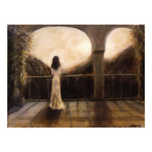 Foto Chica en la imagen de pintura de Balcony