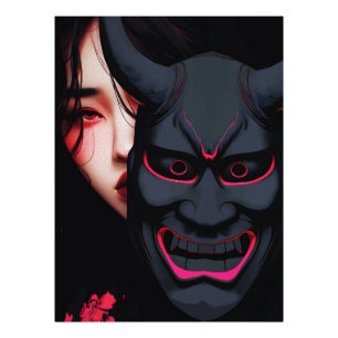 Foto Chica Misteriosa con Máscara Oni Horror Japonés Os