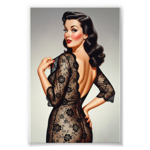 Foto Chica Pin-up Morena Retro Estilo Glamour de los 50