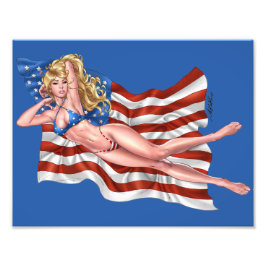 Foto Chica Pinup Bikini Bandera Americana por Al Rio