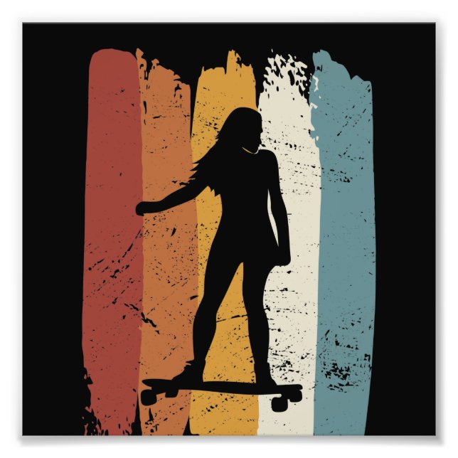 Foto Chica Retro vintage Longboard (Frente)