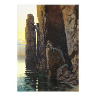 Foto Chica Sirena en Rocas Costeras en el Mar