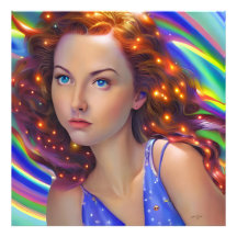 Chica soñado con luces arcoiris