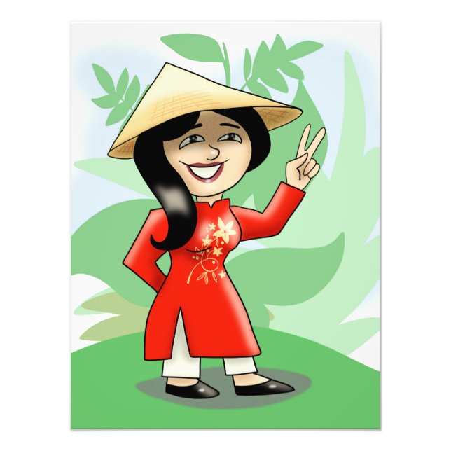 Foto Chica vietnamita en Ao Dai (Frente)