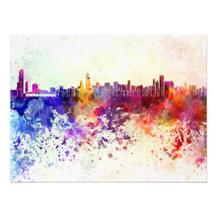 Foto Chicago skyline in watercolor background