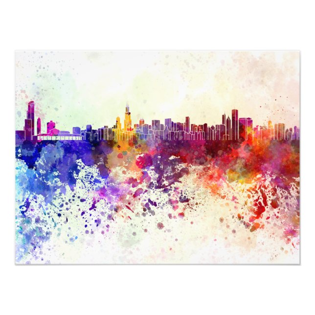 Foto Chicago skyline in watercolor background (Frente)
