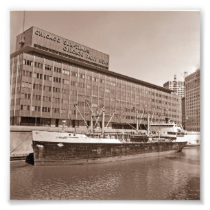 Foto Chicago Sun Times Bldg Great Lakes Ship 1967
