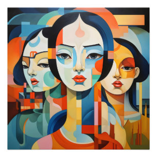 Foto Chicas de arte abstracto colorido