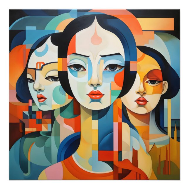 Foto Chicas de arte abstracto colorido (Frente)