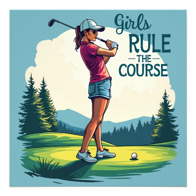 Foto Chicas gobiernan el Ilustracion de golf Retro (Frente)