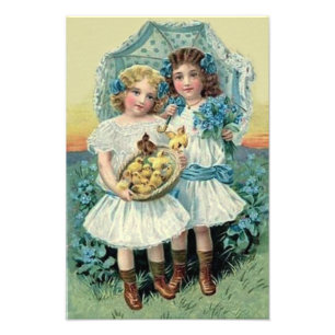 Foto Chicas Victorianas Pascua Pollito No Me Olvides Pa