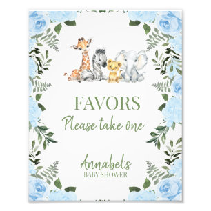 Foto Chico Rosas azules Safari Baby Shower favorece el 