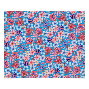 Foto Chirimen floral en cascada azul