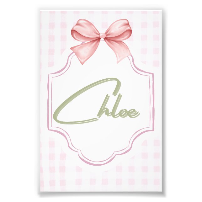 Foto Chloe Baby Nursery personalizado Bow&Gingham (Frente)