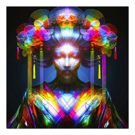 Foto Chromatisch Farbige Glas-Geisha im Kontrast