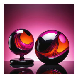 Foto Chromatisch farbige Glaskegeln in Reflexion