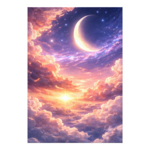 Foto Cielo Celestial Soñador con Luna y Nubes