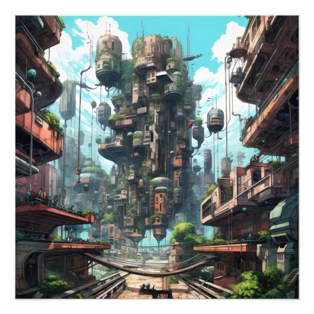 Foto Ciencia ficción de ciudad industrial (Frente)