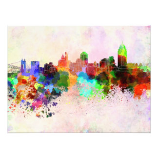 Foto Cincinnati skyline in watercolor background