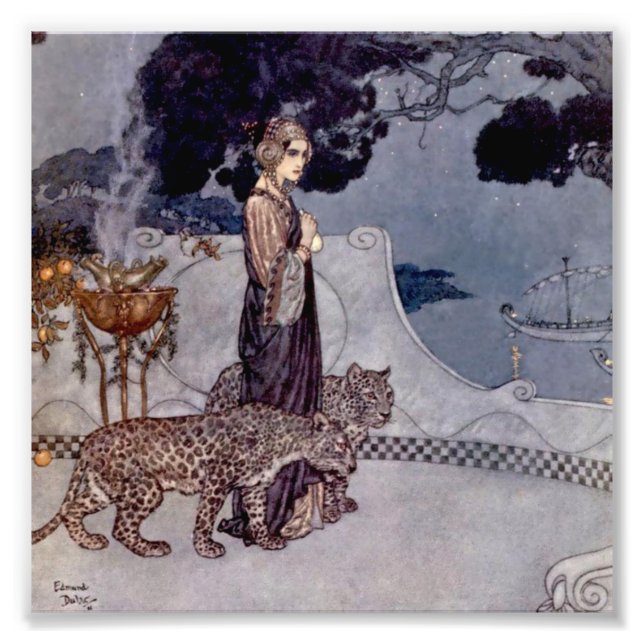 Foto “Circe con leopardos” de Edmund Dulac (Frente)