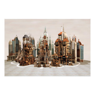 Foto Ciudad de fantasía futurista Arte de horizonte de