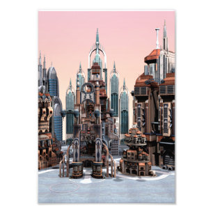 Foto Ciudad de fantasía futurista Arte de horizonte de