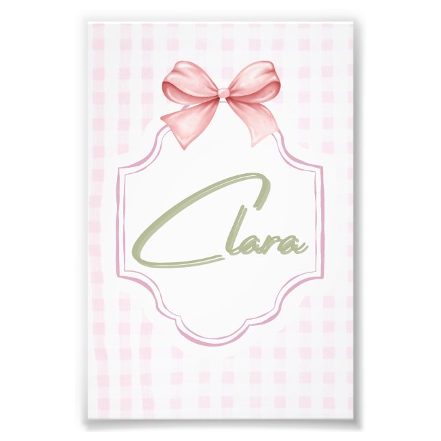 Foto Clara Baby Nursery personalizada Bow&Gingham (Frente)