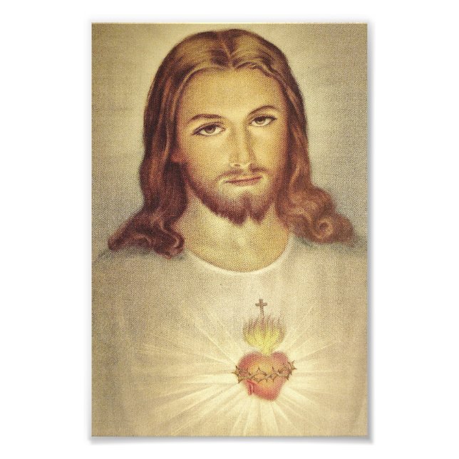 Foto clásica de la impresión del Sagrado Corazón d (Frente)