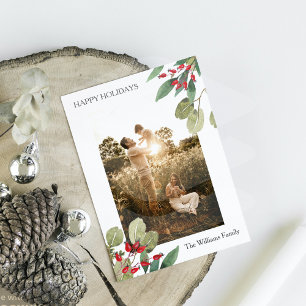 Foto clásica de saludos de Navidad botánica