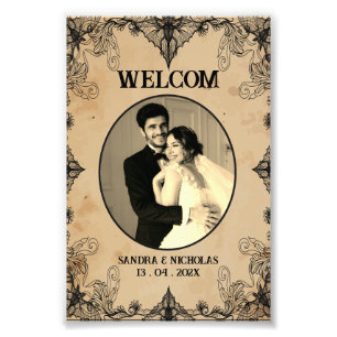 Foto Clásico horror vintage Signo de bienvenida de Boda