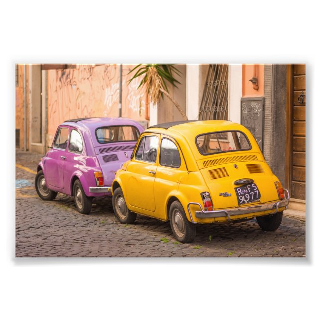 Foto Clásico italiano Fiat 500 coches en Roma Italia (Frente)
