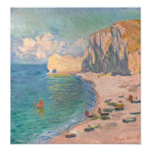 Foto Claude Monet - Etretat: Playa y Falaise d'Amont