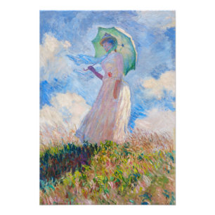 Foto Claude Monet - Mujer con un parasol mirando a la i