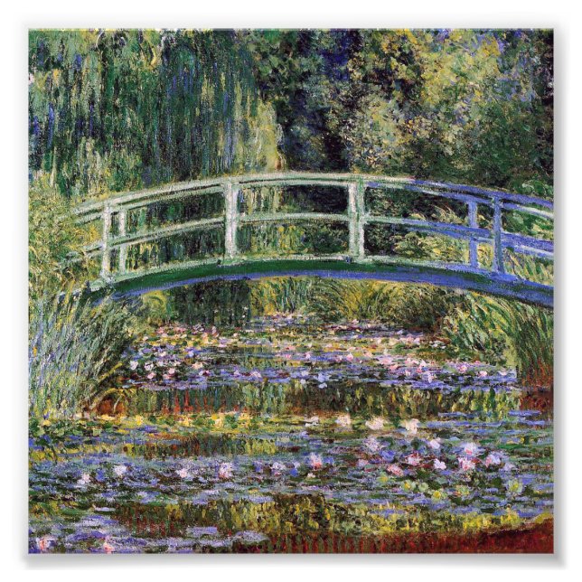 Foto Claude Monet, nenúfares, puente japonés, jardín, (Frente)