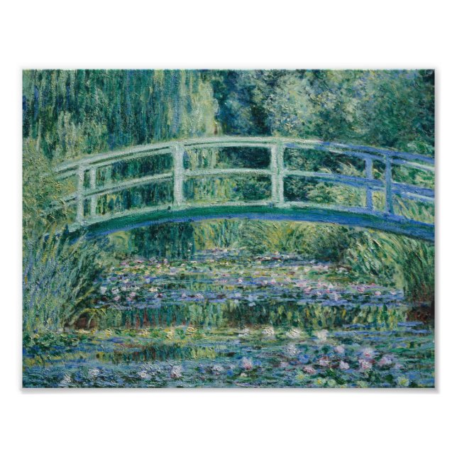 Foto Claude Monet - Nieves por el agua y puente japonés (Frente)