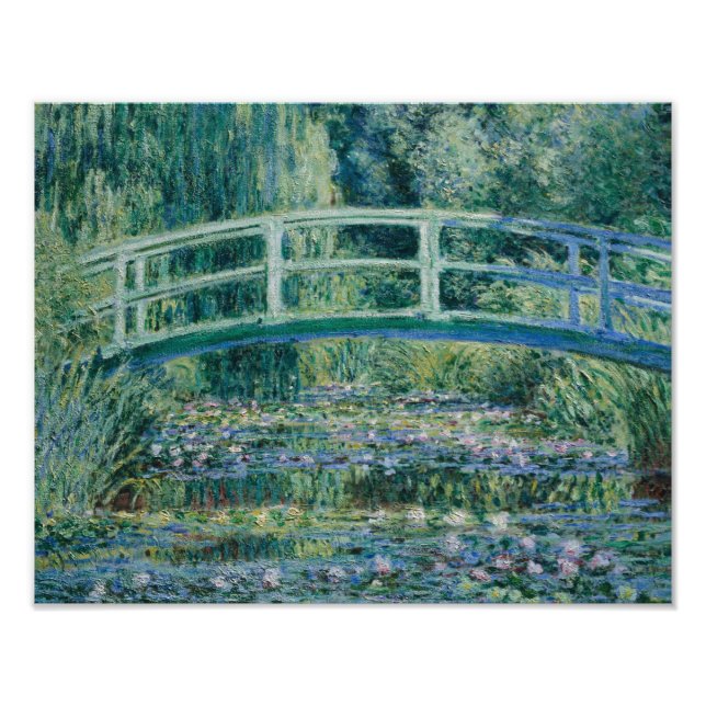 Foto Claude Monet - Nieves por el agua y puente japonés (Frente)