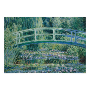 Foto Claude Monet - Nieves por el agua y puente japonés