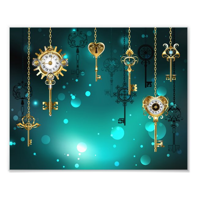 Foto Claves de esqueleto antiguas sobre fondo verde (Frente)