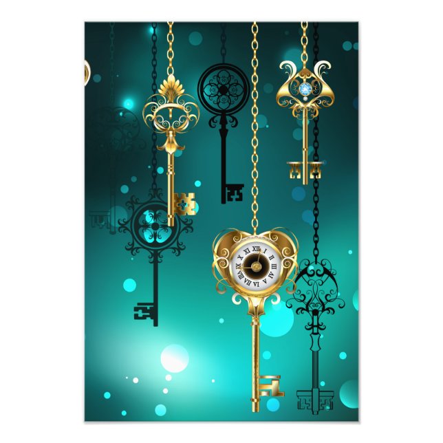 Foto Claves de esqueleto antiguas sobre fondo verde (Frente)