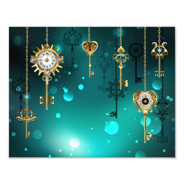 Foto Claves de esqueleto antiguas sobre fondo verde (Frente)