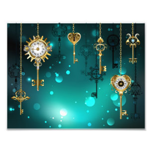 Foto Claves de esqueleto antiguas sobre fondo verde