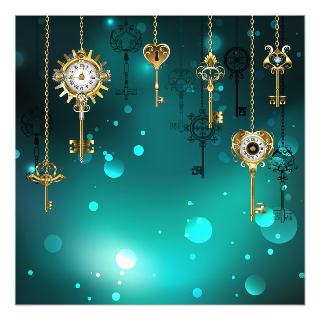 Foto Claves de esqueleto antiguas sobre fondo verde (Frente)