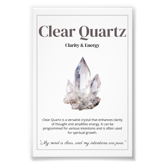 Foto Clear Quartz crystal meaning poster (Frente)