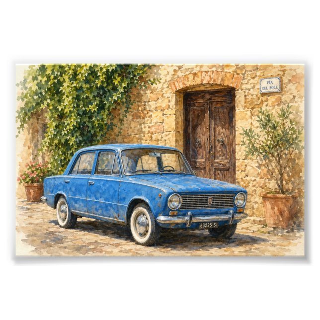 Foto Coche Antiguo en Calle Rústica (Frente)